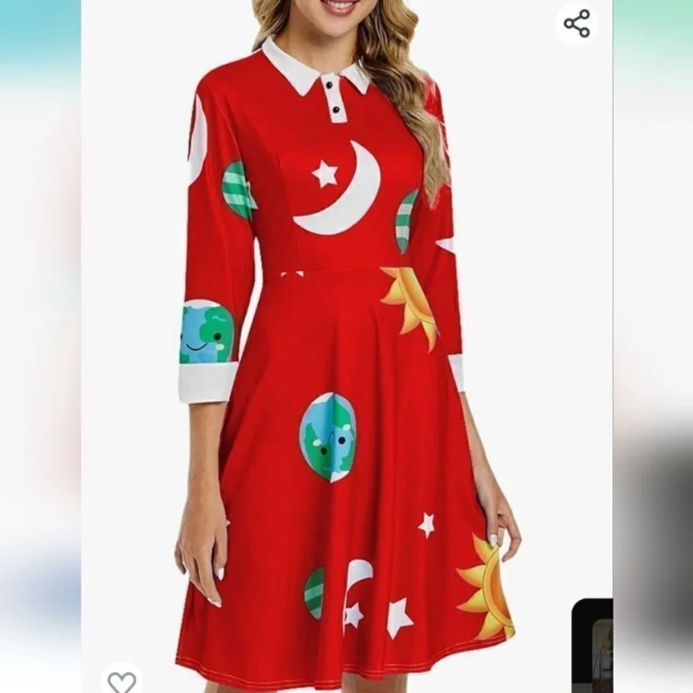 NWOT Sun And Moon Print Dress #0036 - Picture 4 of 8